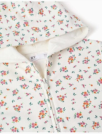 Sweat zippé en molleton à capuche avec motif floral