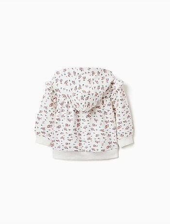 Sweat zippé en molleton à capuche avec motif floral