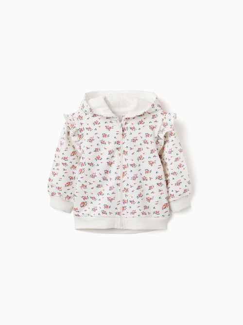 Sweat zippé en molleton à capuche avec motif floral - Kiabi Sweat zippé en molleton à capuche avec motif floral - Kiabi