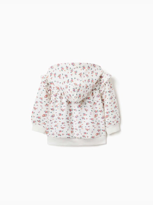 Sweat zippé en molleton à capuche avec motif floral - Kiabi Sweat zippé en molleton à capuche avec motif floral - Kiabi