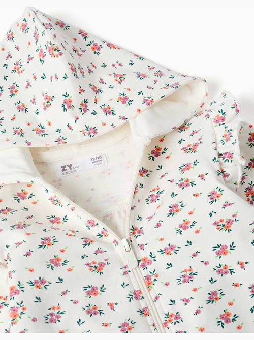 Sweat zippé en molleton à capuche avec motif floral - Kiabi Sweat zippé en molleton à capuche avec motif floral - Kiabi