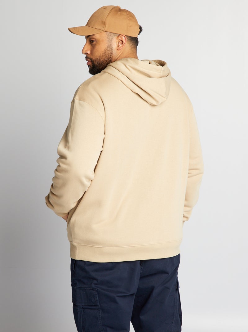 Sweat zippé en molleton à capuche Beige - Kiabi