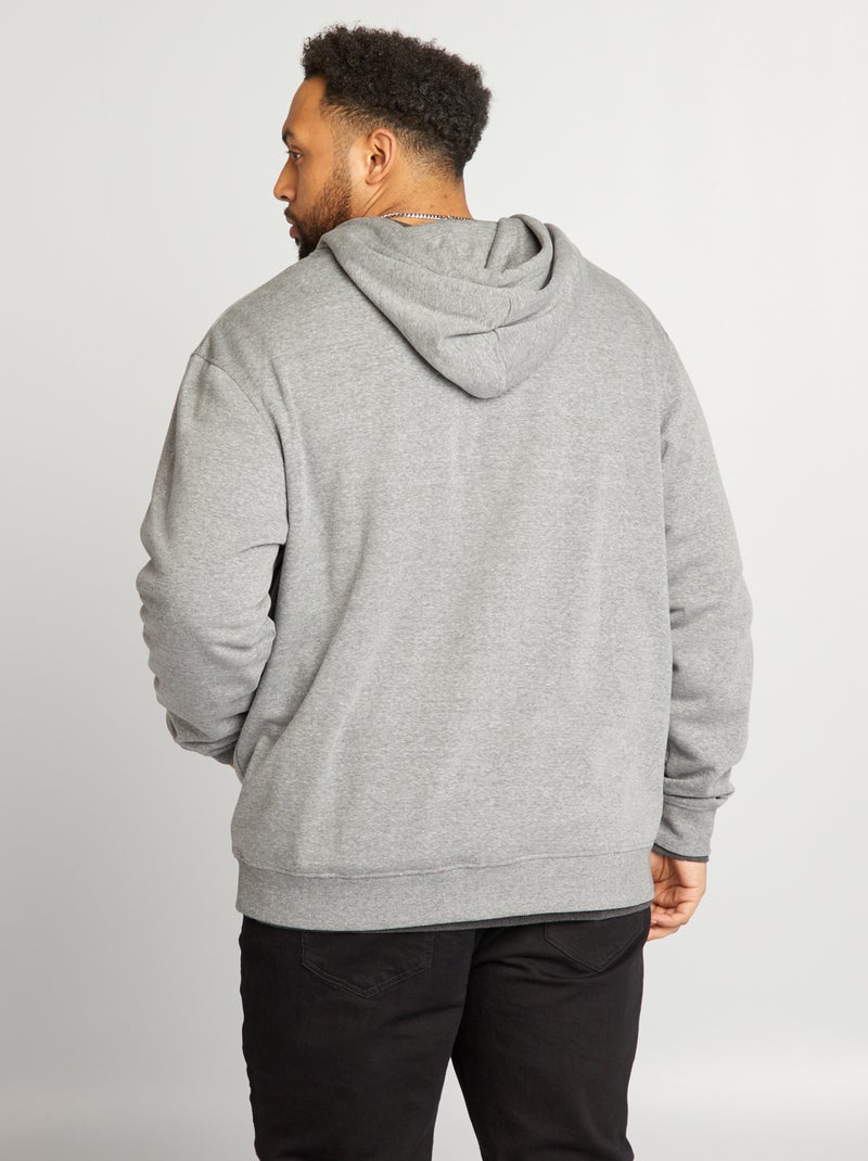Sweat zippé en molleton à capuche Gris - Kiabi
