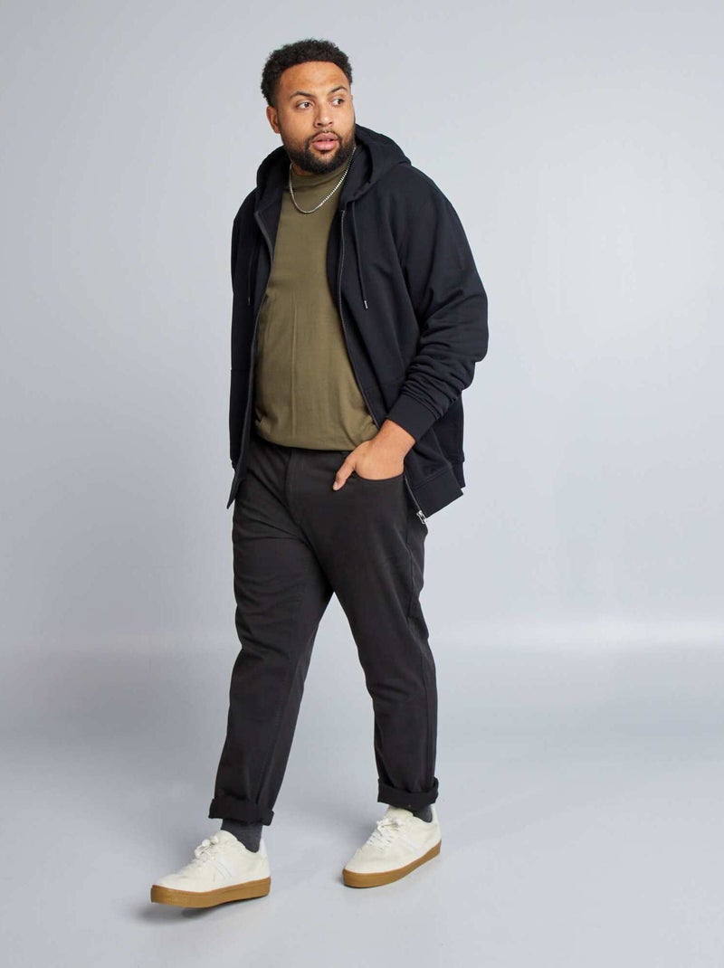 Sweat zippé en molleton à capuche noir - Kiabi
