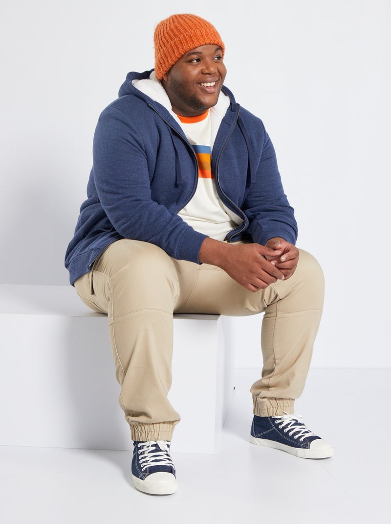 Sweat zippé en molleton avec capuche Bleu - Kiabi