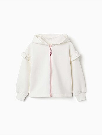 Sweat zippé en molleton avec capuche et doublure en coton peigné