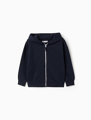 Sweat zippé en molleton avec capuche et doublure en coton peigné
