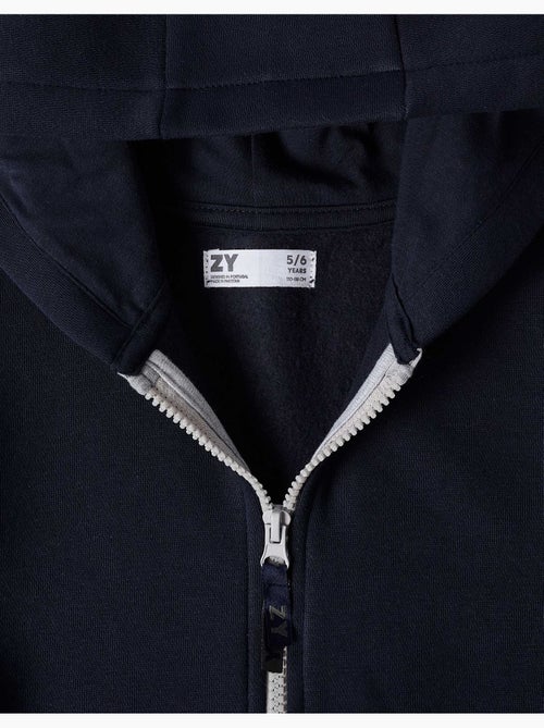 Sweat zippé en molleton avec capuche et doublure en coton peigné - Kiabi Sweat zippé en molleton avec capuche et doublure en coton peigné - Kiabi