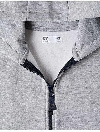 Sweat zippé en molleton avec capuche et doublure en coton peigné