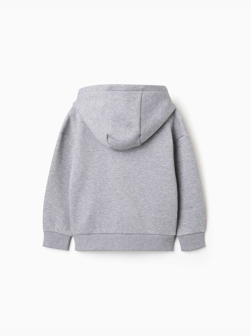 Sweat zippé en molleton avec capuche et doublure en coton peigné Gris - Kiabi
