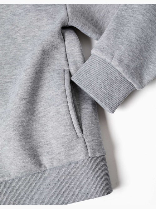 Sweat zippé en molleton avec capuche et doublure en coton peigné - Kiabi Sweat zippé en molleton avec capuche et doublure en coton peigné - Kiabi