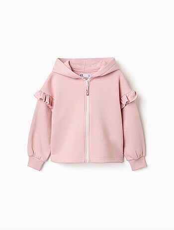 Sweat zippé en molleton avec capuche et doublure en coton peigné
