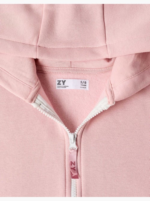 Sweat zippé en molleton avec capuche et doublure en coton peigné - Kiabi