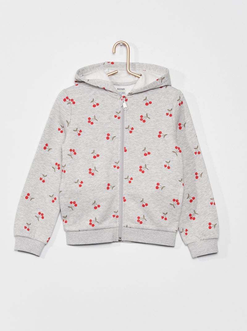 Sweat zippé en molleton avec capuche Gris 'cerise' - Kiabi