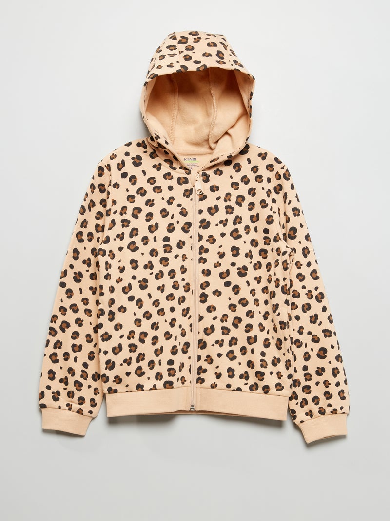 Sweat zippé en molleton avec capuche Léopard - Kiabi