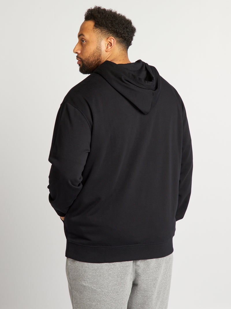 Sweat zippé en molleton avec capuche noir - Kiabi