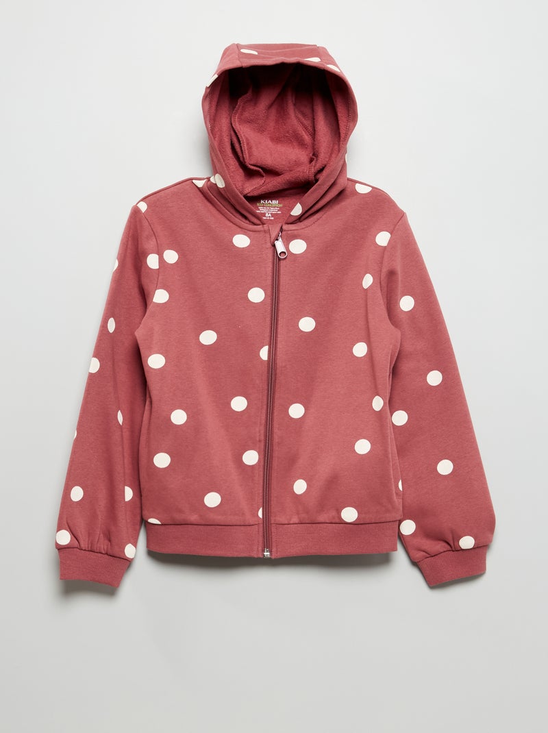Sweat zippé en molleton avec capuche Rose - Kiabi