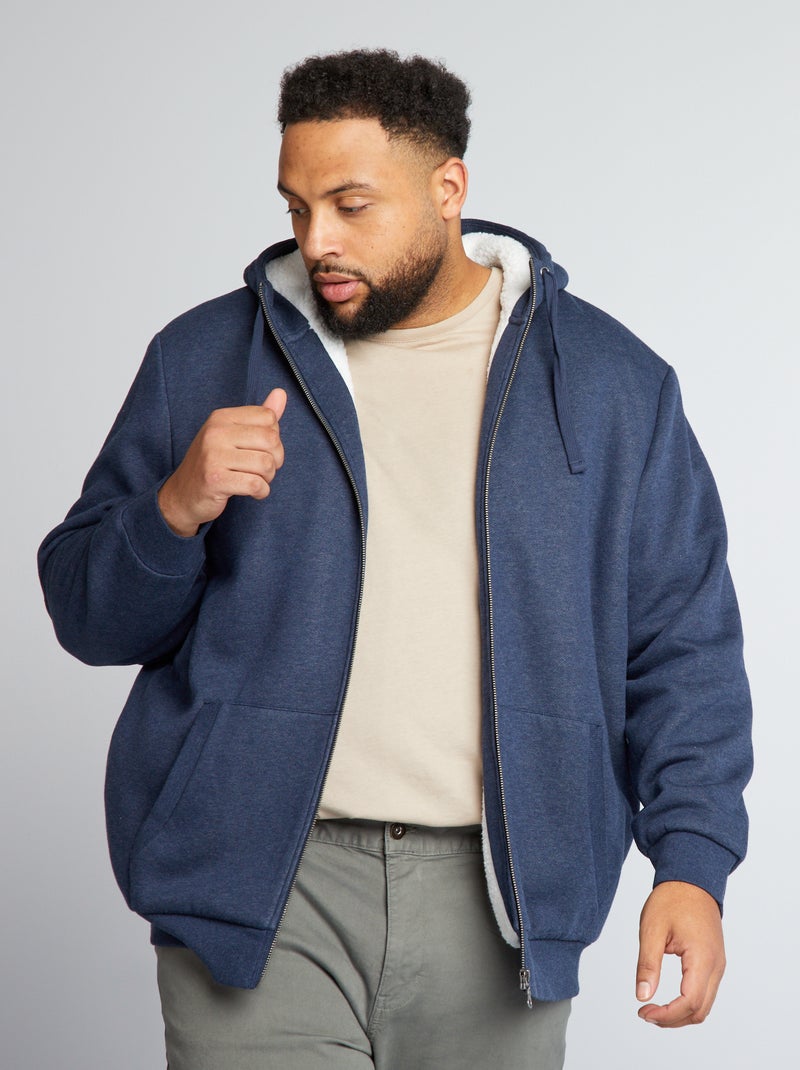 Sweat zippé en molleton Bleu - Kiabi