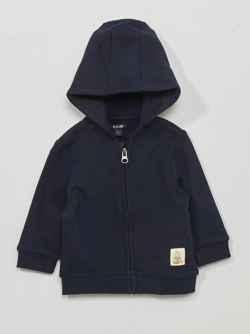 Sweat zippé en molleton bleu marine - Kiabi