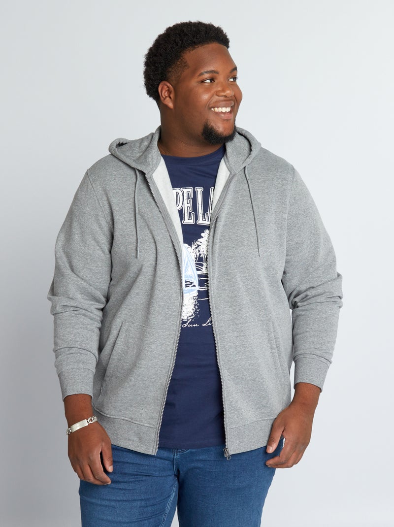 Sweat zippé en molleton Gris - Kiabi