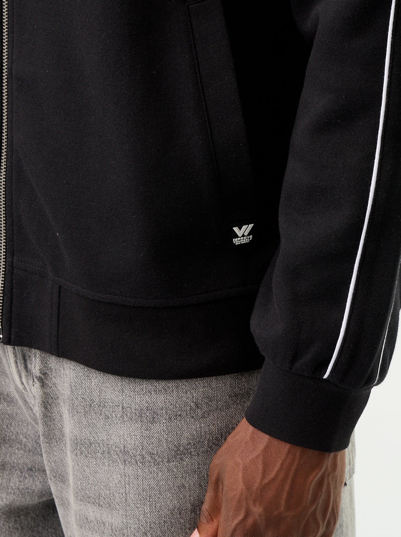 Sweat zippé en molleton Noir - Kiabi