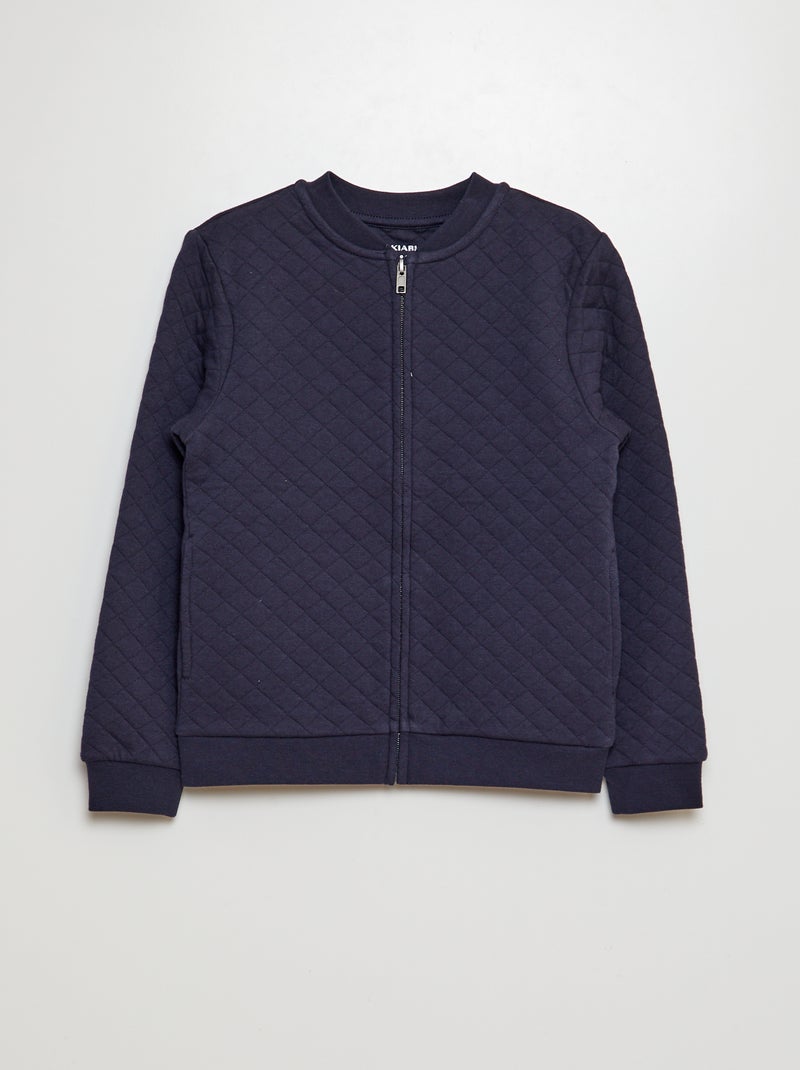 Sweat zippé en molleton quilté Bleu - Kiabi