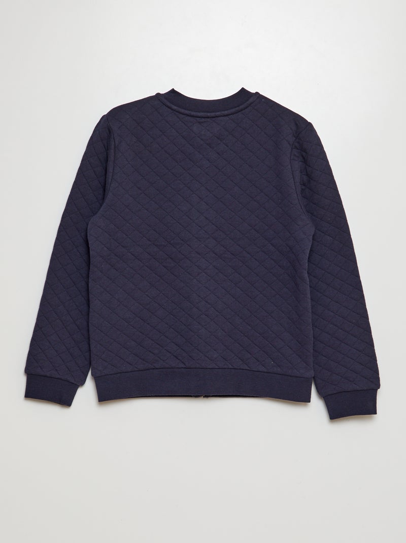 Sweat zippé en molleton quilté Bleu - Kiabi