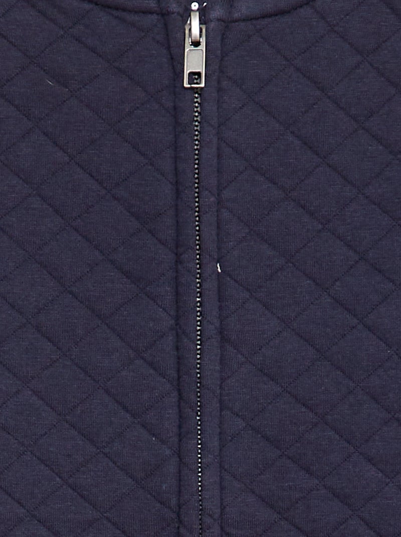 Sweat zippé en molleton quilté Bleu - Kiabi