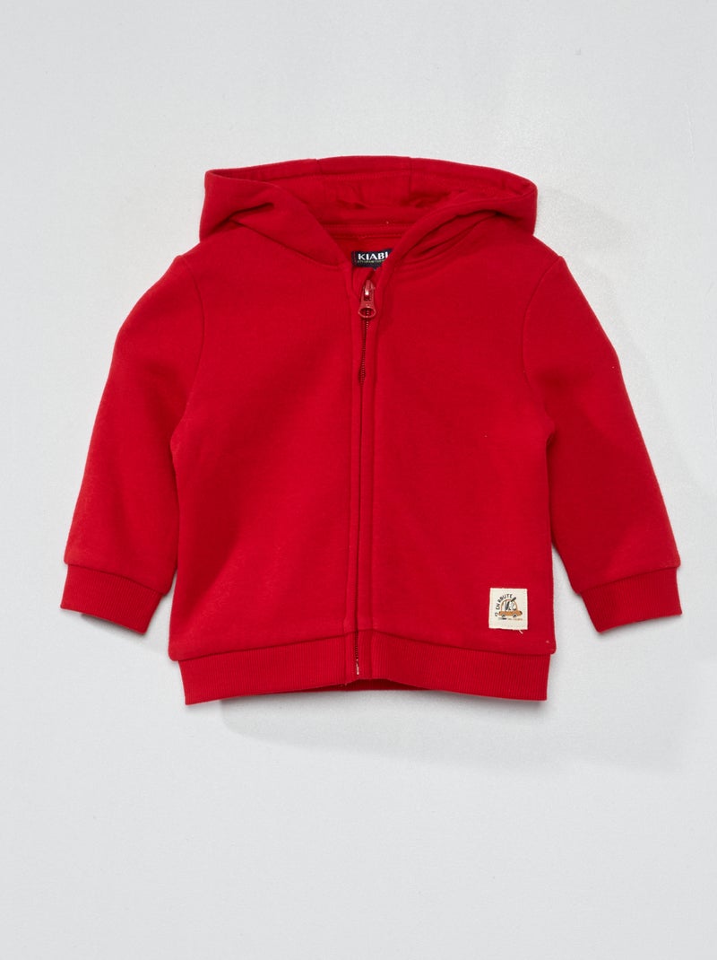 Sweat zippé en molleton Rouge - Kiabi