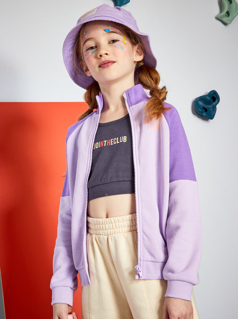 Sweat zippé en molleton Violet - Kiabi