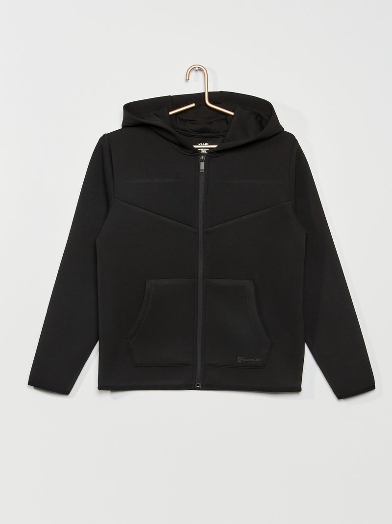 Sweat zippé en néoprène avec capuche Noir - Kiabi