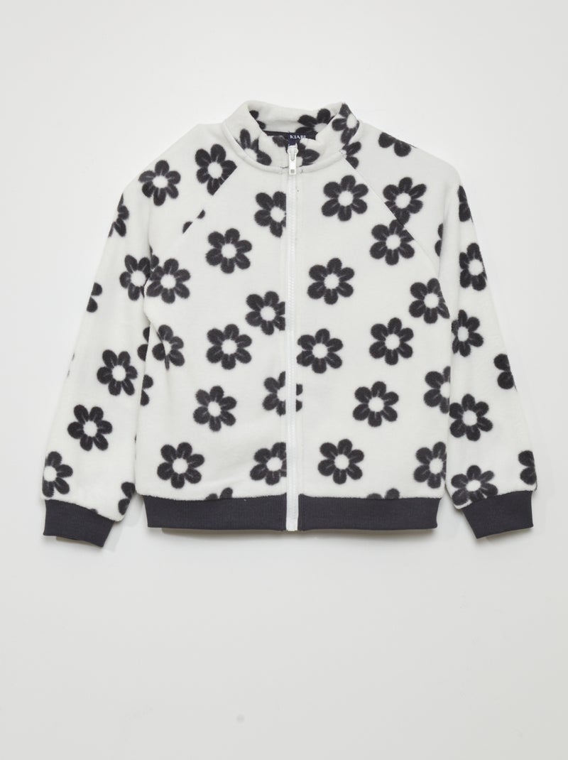 Sweat zippé en polaire imprimé Blanc - Kiabi