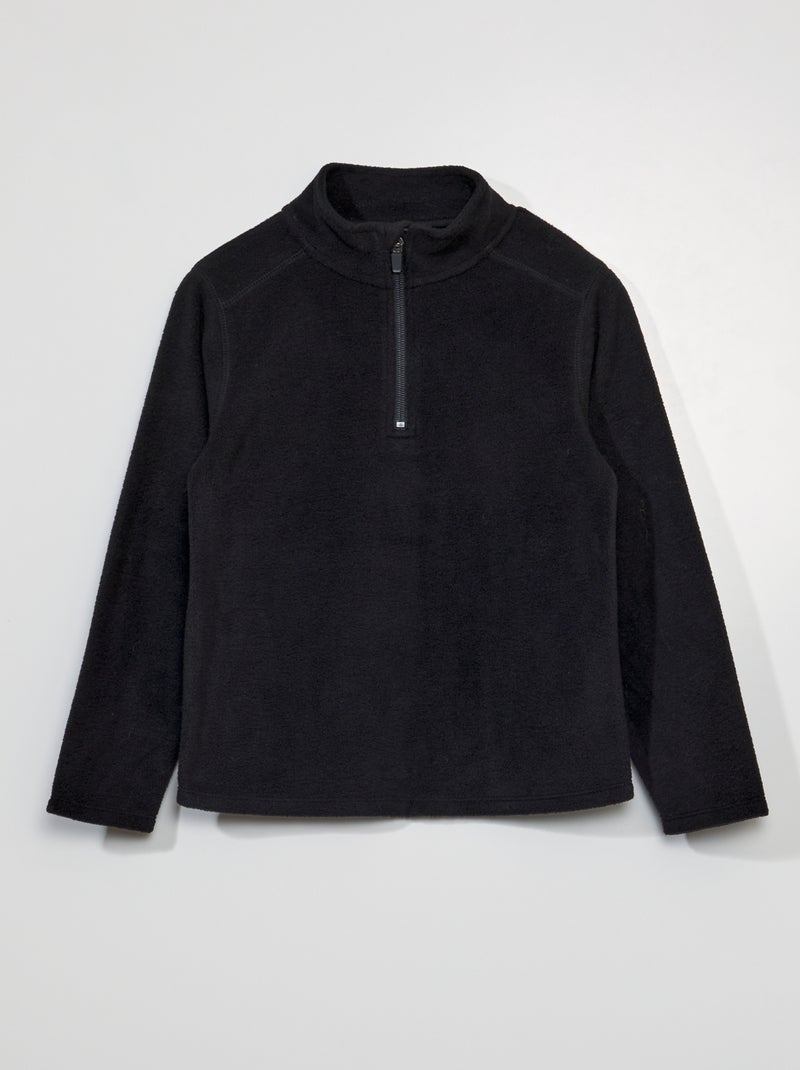 Sweat zippé en polaire noir - Kiabi