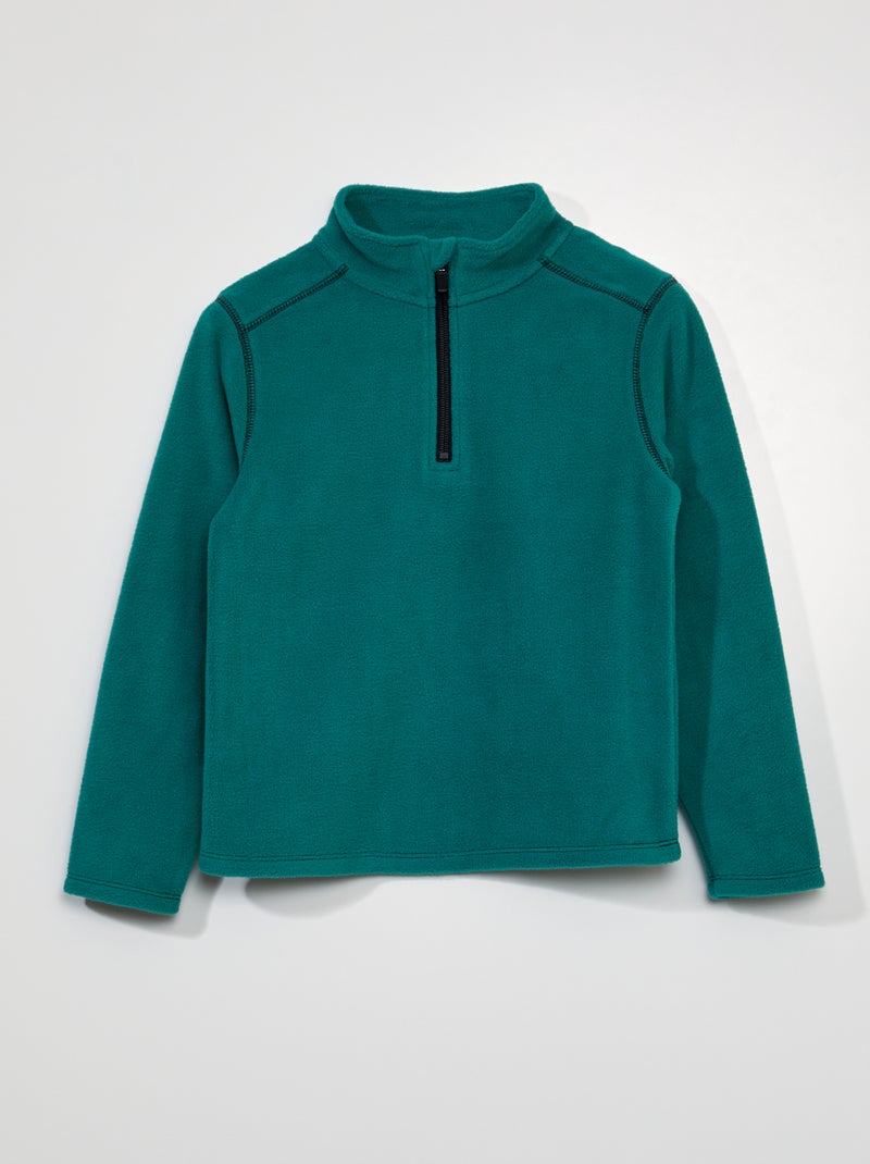 Sweat zippé en polaire Vert - Kiabi