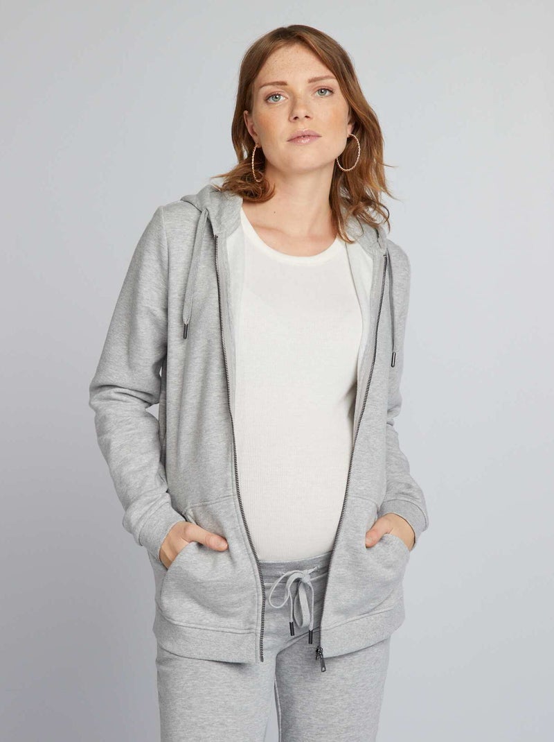 Sweat zippé grossesse en molleton Gris - Kiabi