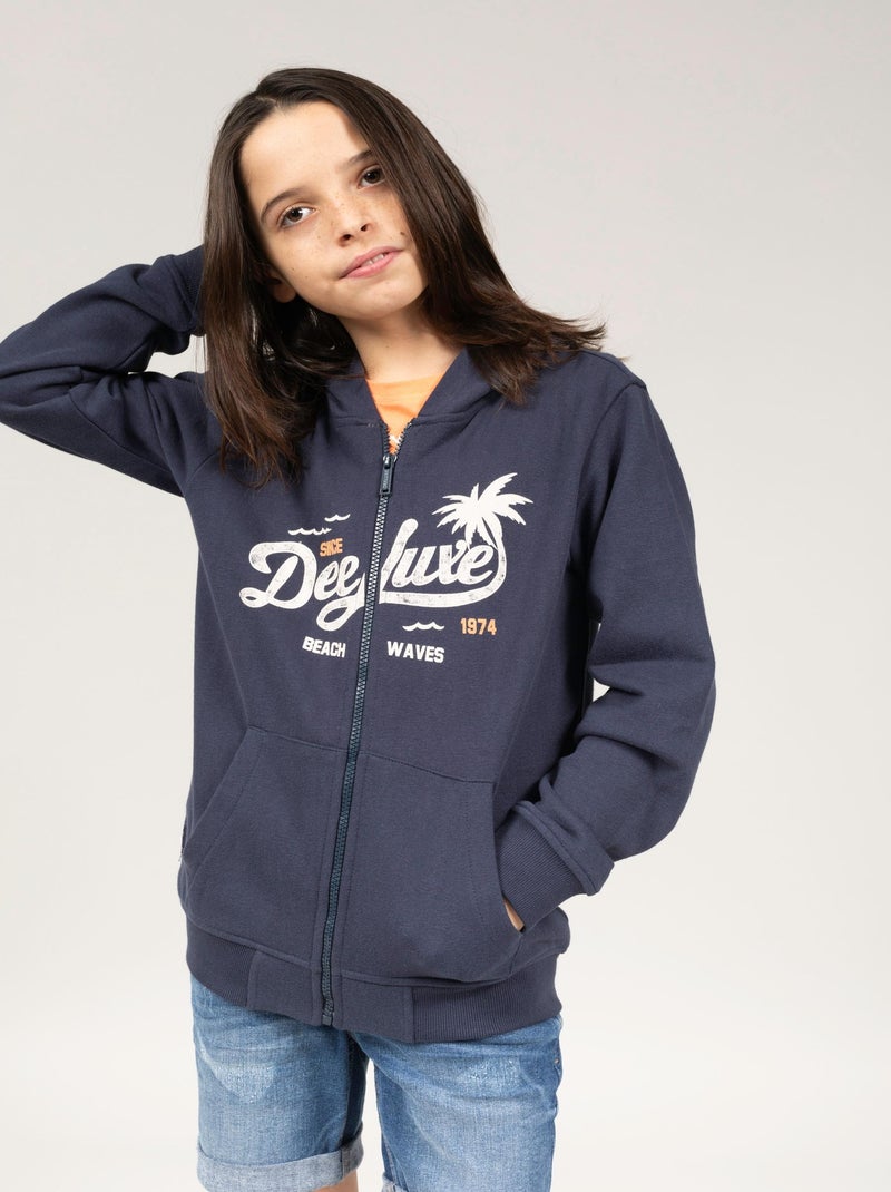 Sweat zippé imprimé 'Deeluxe' Bleu marine - Kiabi