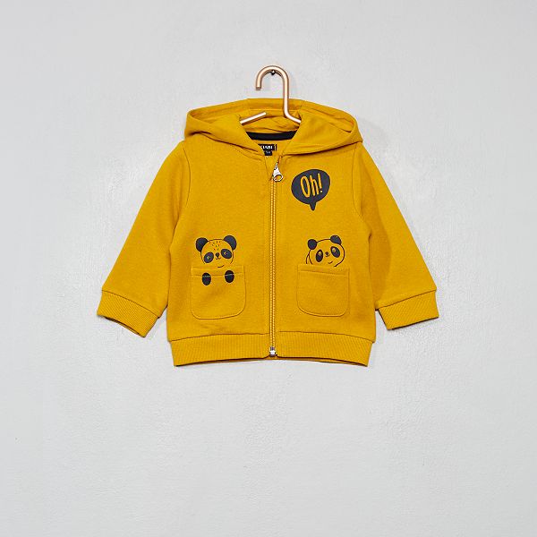 Sweat Zippe Imprime Bebe Garcon Jaune Moutarde Kiabi 8 00