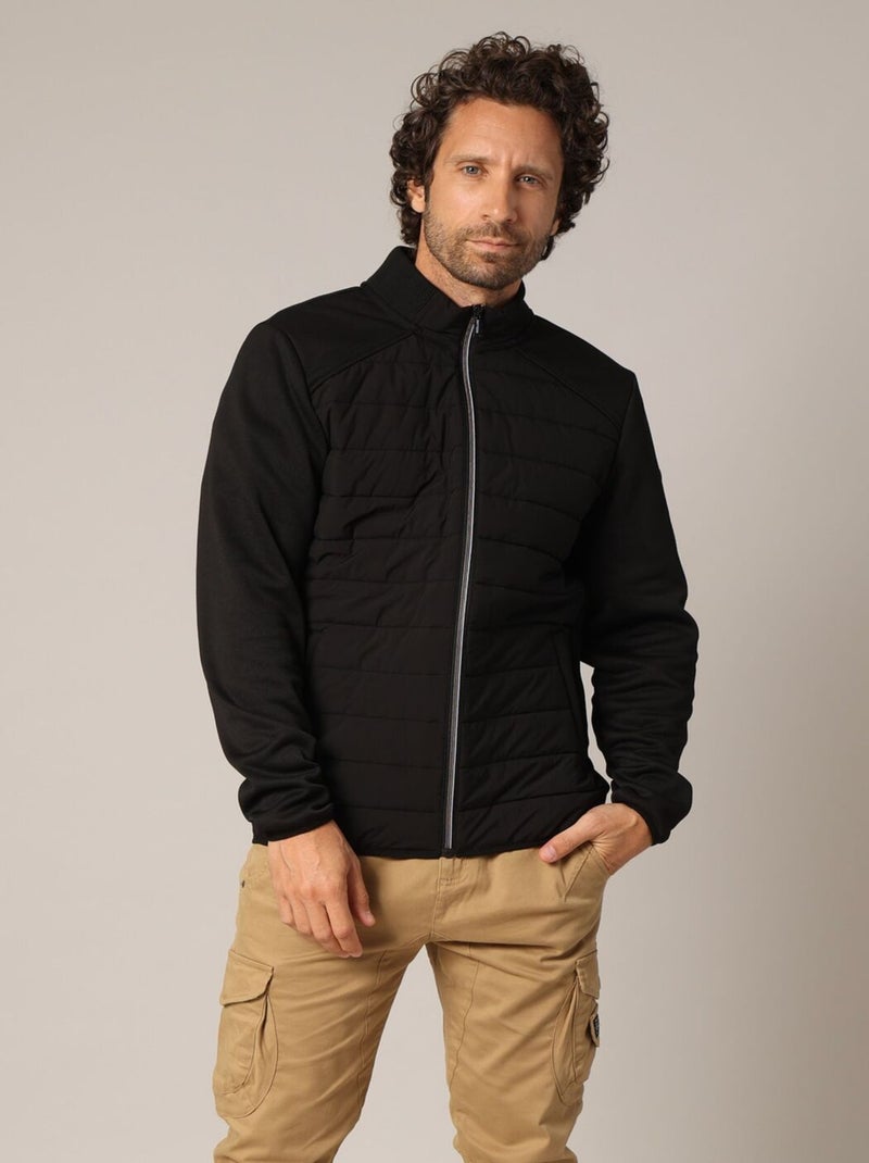 Sweat zippé matelassé avec manches contrastantes
 'Deeluxe' Noir - Kiabi