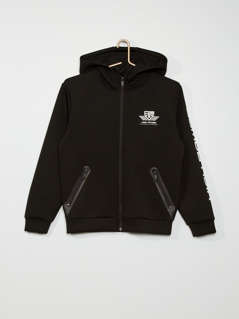 Sweat zippé noir - Kiabi