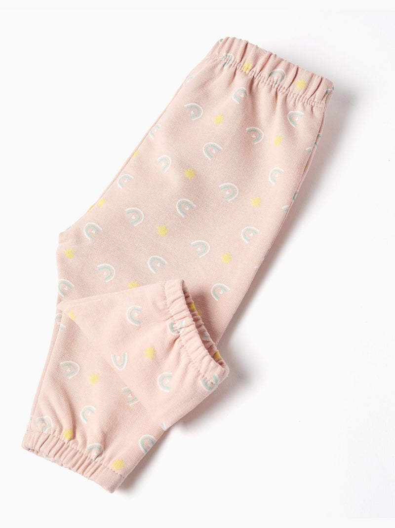 Sweat zippé + pantalon en coton à motif Rose clair - Kiabi