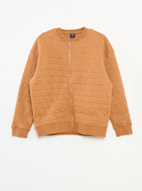 Sweat zippé quilté en coton uni - Kiabi