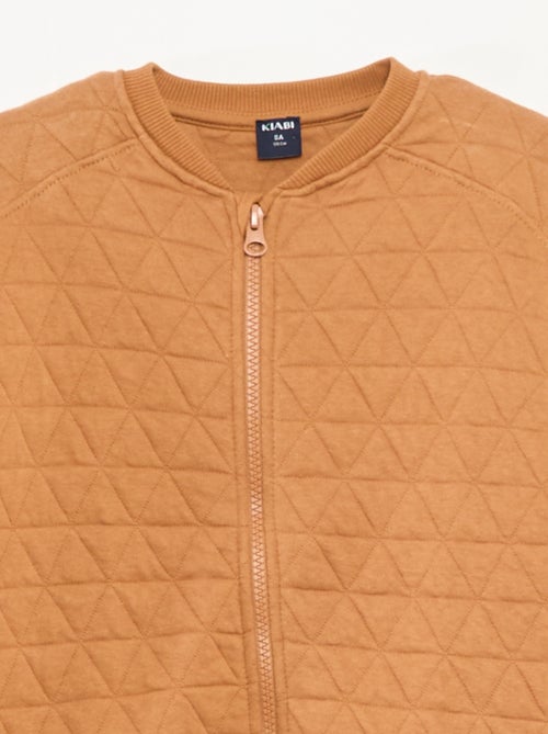 Sweat zippé quilté en coton uni - Kiabi