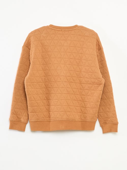 Sweat zippé quilté en coton uni - Kiabi