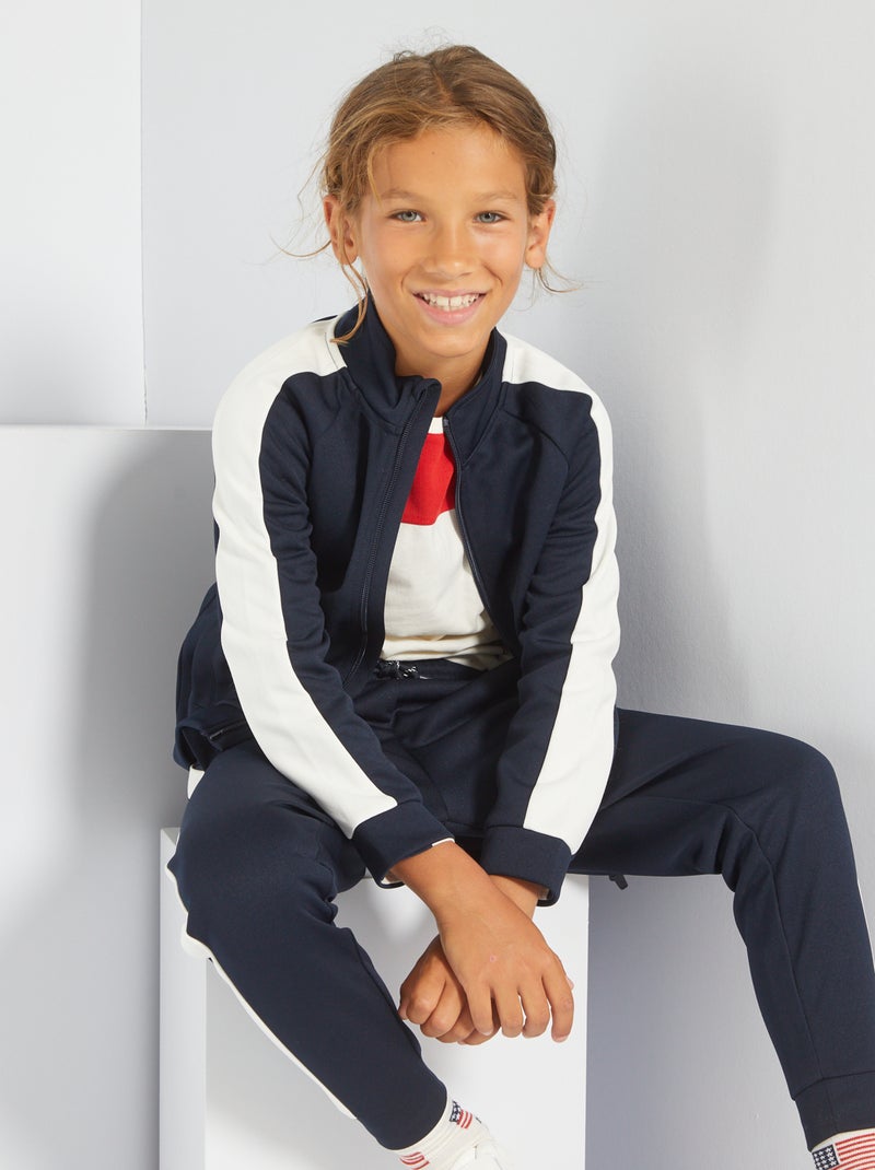 Sweat zippé type sport bleu marine - Kiabi