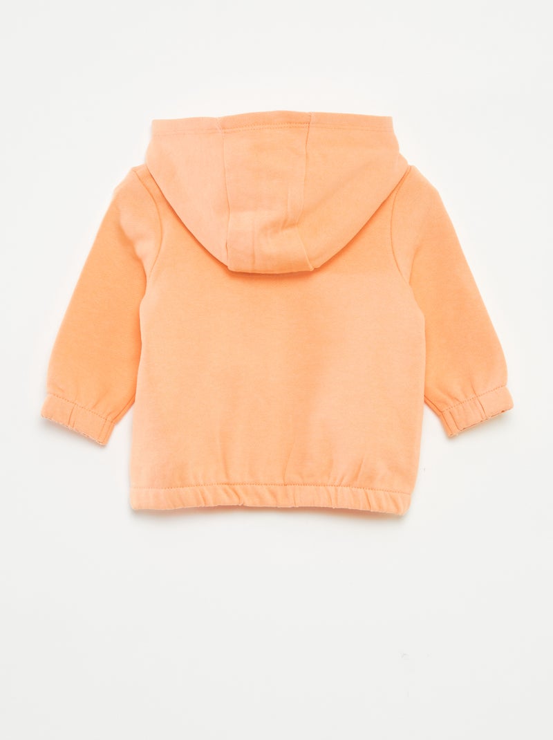 Sweat zippé uni à capuche ORANGE - Kiabi
