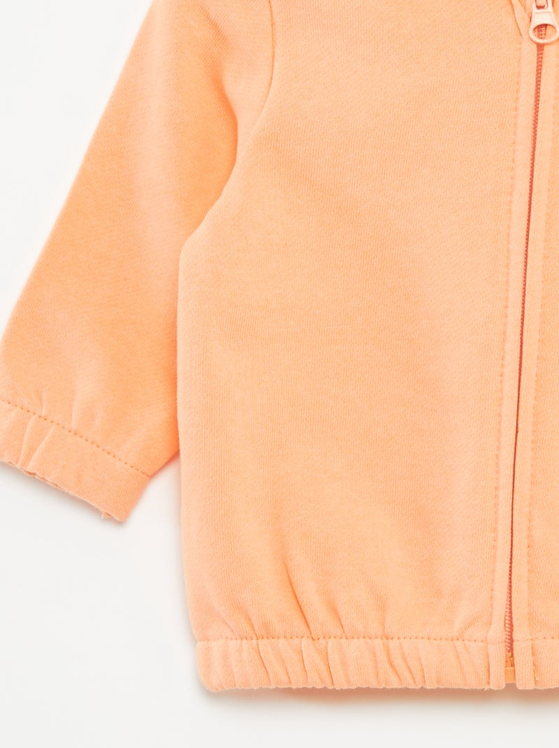 Sweat zippé uni à capuche ORANGE - Kiabi