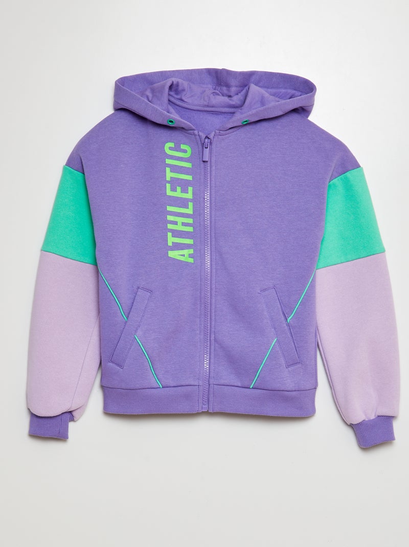 Sweat zippée à capuche en molleton type sport Violet - Kiabi