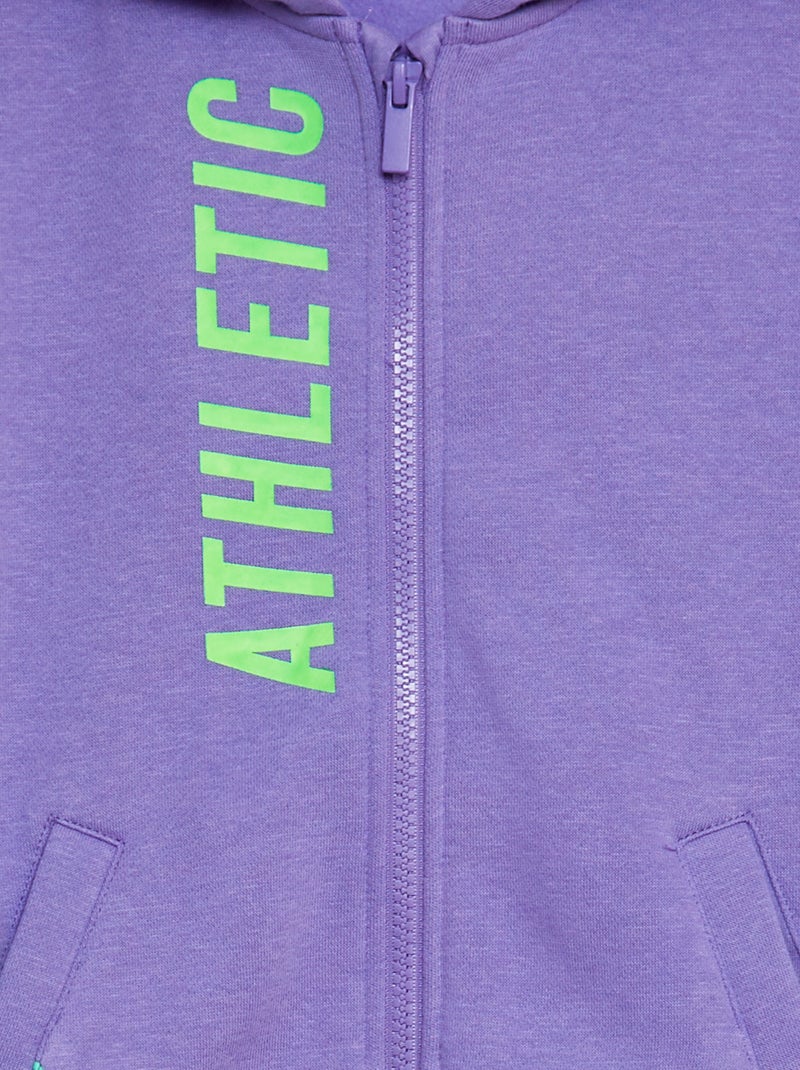 Sweat zippée à capuche en molleton type sport Violet - Kiabi