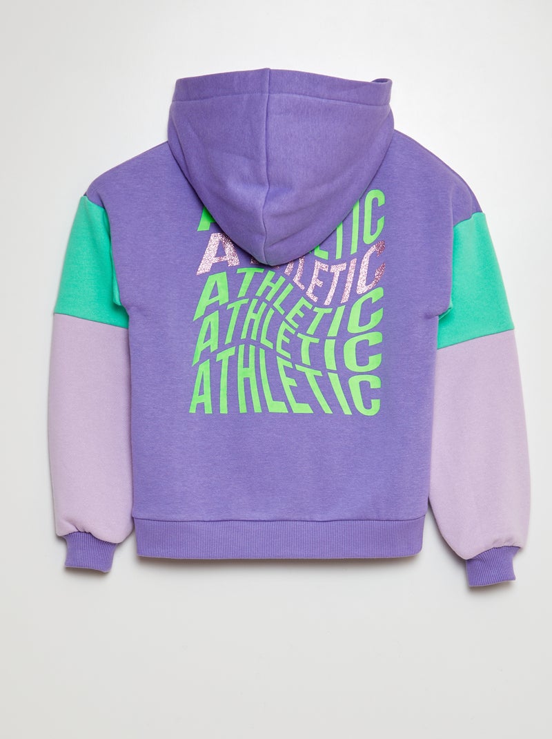Sweat zippée à capuche en molleton type sport Violet - Kiabi