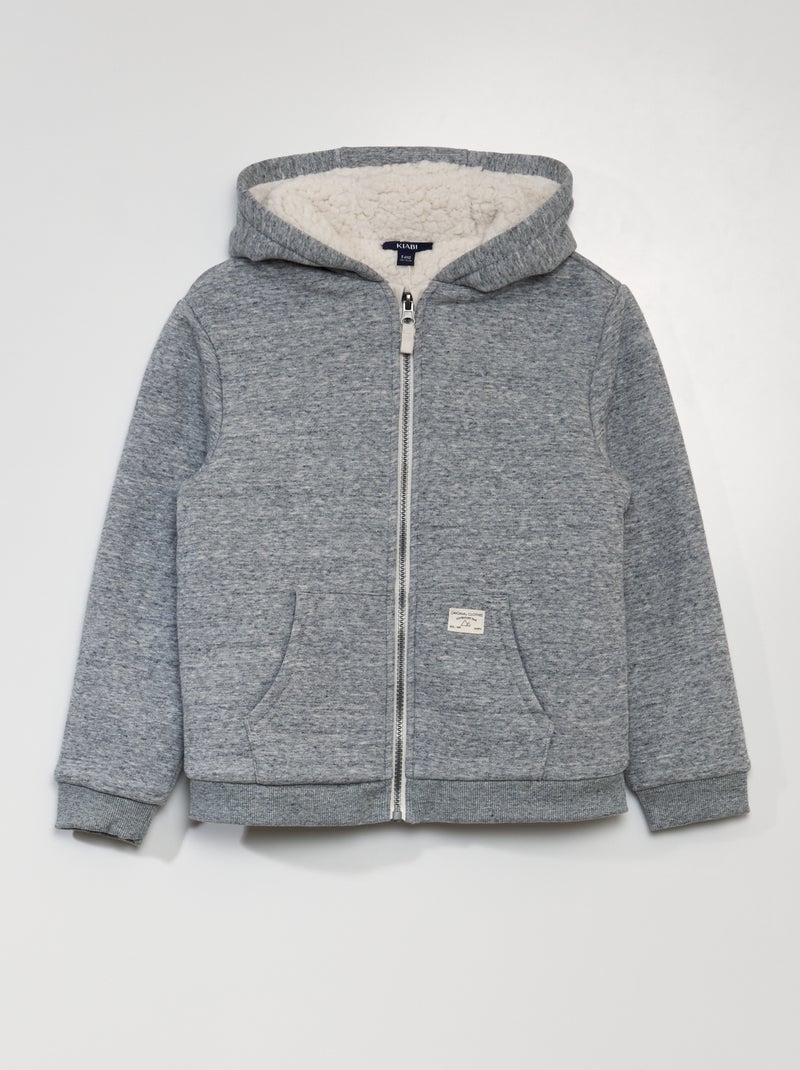 Sweat zippée avec capuche Gris - Kiabi